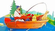PQ Bees Pop Up Birthday Card for Men, Fishing Theme, 6x8 Inches, Includes Envelope, Father's Day Gift
