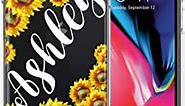 MUNDAZE Personalized Own Name Sunflowers Design Case for Apple iPhone 7/8/SE - Custom Text Name Cute Floral Cover