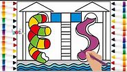 How to Draw a Swimming Pool with a Slide for Kids | Coloring Pages For Kids And Toddlers #66