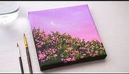 Aesthetic flower sky scenery | Canvas Acrylic Painting for Beginners | Acrylic Easy Painting #art