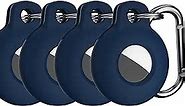 [4 Pack] Koaichi Compatible with AirTag Case, Scratch-Resistant, Easy to Carry, Silicone Protective Cover with Carabiner - Dark Blue