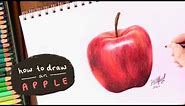 HOW TO DRAW A REALISTIC APPLE | drawing fruit with coloured pencils
