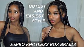 HOW TO: SUPER FLAT JUMBO KNOTLESS BOX BRAIDS | EXTREMELY BEGINNER FRIENDLY