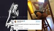 Ariana Grande kneels on very tiny stool, becomes very big meme