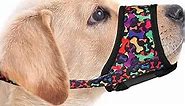 LUCKYPAW Dog Muzzle, Soft Dog Muzzles for Small Medium Large Dogs, Breathable Printed Muzzles with Adjustable Strap to Stop Biting and Chewing, Allows Panting and Drinking(Bone,XS)