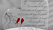 Years of Marriage Gift Wedding Anniversary Heart Marriage Keepsake Decoration Gift for Couple Parent Women Mom Husband Wife (60th)