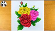 How to draw and colours bunch of rose flowers | @TaposhiartsAcademy