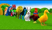 Paint & Animals Ducks,Gorilla,Cow,Lion,Elephant,Bear Fountain Crossing Transformation Animal Cartoon