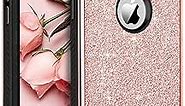 BENTOBEN iPhone X/10 Case, iPhone Xs (2018) Shockproof Glitter Sparkle Bling Girl Women 2 in 1 Shiny Faux Leather Hard PC Soft Bumper Protective Phone Cover for Apple iPhone X/XS 5.8", Rose Gold/Pink