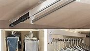 Pull Out Closet Valet Rod, Adjustable Sliding Heavy Duty Steel Top Mounted Clothes Storage Hanger Rail for Closet Wardrobe (292mm)