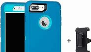 Compatible with iPhone 7 Plus / 8 Plus Heavy Duty Defender 3 in 1 Rugged Cover Full Protective Case Dust-Proof Shockproof Drop-Proof Scratch-Resistant Tough Shell with Apple iPhone 7+/8+ (Blue/Mint)