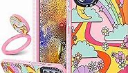 Toycamp for Moto G Stylus 5G 2022 Phone Case with Ring Holder Cute Rainbow Sun River Flowers Cartoon Graffiti Print Cover for Women Girls Teens Cases for Motorola G Stylus 5G 2022 6.8" Orange
