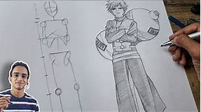 Drawing Gaara full body tutorial | Naruto shippuden