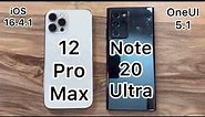 iPhone 12 Pro Max vs Samsung Galaxy Note 20 Ultra / iOS 16.4.1 vs OneUI 5.1