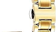 BINLUN Stainless Steel Watch Bands Replacement with Straight & Curved End 6 Colors(Gold, Sliver, Black, Rose Gold, Gold-Silver Two Tone, Silver-Rose Gold) 9 Sizes(12mm-24mm)