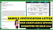 SAMPLE JUSTIFICATION LETTER FOR NON-COMPLIANCE SPOUSE SIGNATURE ON SALN 2022