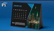 How to Design New Year Calendar 2021 in Adobe Photoshop - Desk Calendar Design - Vertex Graphic