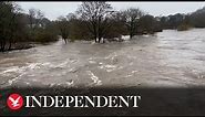 River Taff bursts banks amid torrential rain in Wales