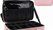 Relavel Travel Makeup Train Case Makeup Cosmetic Case Organizer Portable Artist Storage Bag with Adjustable Dividers for Cosmetics Makeup Brushes Toiletry Jewelry Digital Accessories