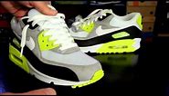 Nike Air Max 90 Black/ White/ Medium Grey - Volt + How to Lace your Sneakers