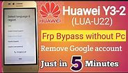 Huawei Y3 ii (LUA U22)Frp bypass Without pc 2023||Remove Huawei Google account Y3-2