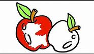 How to draw cute apple | Easy A for APPLE drawing and coloring for kids and toddlers.