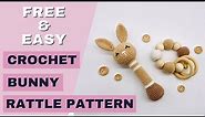 Free crochet bunny rattle pattern, crochet baby rattle,how to crochet baby rattle Amigurumi tutorial