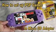 Psp Memory Stick Pro Duo Micro SD Adapter with Games | Unboxing | Set up