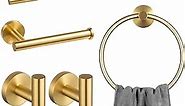 Lava Odoro 5-Piece Brushed Gold Bathroom Hardware Set, 23.6 Inch Gold Towel Bar Set Towel Rack Set Bathroom Towel Holder Set Stainless Steel Wall Mounted Bathroom Accessories Set
