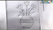 How to draw Flower Pot 🌷 Flower Vase Drawing Easy 🌺 Pencil
