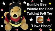 Vintage Disney Store Talking Winnie The Pooh Soft Toy In Bumble Bee Outfit