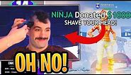 Ninja's BIG Donation to NickMercs to SHAVE His Head! - Fortnite Best and Funny Moments