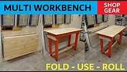 Fold Up and Rolling Workbench - Compact Workstation For Small Shops