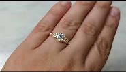 1ct Round Moissanite 18K Yellow Gold Promise Ring | Unique Snowdrift 6 Prong Diamond Cluster Ring