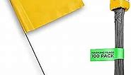 Yellow Marking Flags 100 Pack - 4x5-Inch Marker Flags - 15-Inch Wire - Small Yard Flags Marking Flags for Lawn, Irrigation Flags, Lawn Flags Markers, Landscape Flags, Survey Flags, Sprinkler Flags