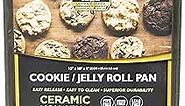 casaWare 15 x 10 x 1-Inch Ultimate Series Commercial Weight Ceramic Non-Stick Coating Cookie/Jelly Roll Pan (Silver Granite)