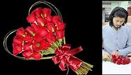 Heart shaped roses bouquet // Easy way to make love bouquet ❤23 Roses