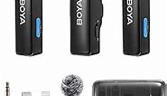 BOYA BOYALINK Wireless Lavalier Microphone for iPhone/Android/Camera Vlogging, All-in-One Lapel Dual Mic System & Lightning & USB-C Inputs & Battery Case for Smartphones/DSLR YouTube Facebook Live