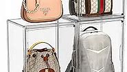 MSHOMELY Purse Storage Organizer for Closet 3 Packs Clear Handbag Storage Organizer Acrylic Display Case for Handbag/Purse Stackable Bag Organizer with Magnetic Door for Wallet, Hats, XXX-Large