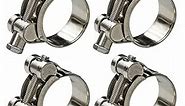 AKIHISA 4 Pack 20-22mm Range T-Bolt Hose Clamps,304 Stainless Steel Heavy Duty Adjustable Pipe Clamps 25/32 to 55/64 Inch ID