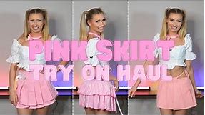 Pink Skirt Try-On Haul | SHEIN | Emma Sirus #miniskirts #tryon #tryonhaul2023