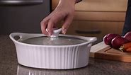 Corningware French White 1.5-Qt Oval Ceramic Casserole Dish with Glass Cover 1105929