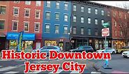 Walk tour inside Historic Downtown in Jersey City, New Jersey, USA
