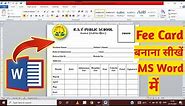 How to Make School Fee Card in MS Word | School Fee Card | Microsoft Office 2010 | MS Word Tutorial