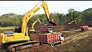 BIG Stormwater Retention Pond Digging With Excavators And Trucks