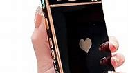 phylla Compatible with Google Pixel 8 Pro 6.7” 5g Phone Case Luxury Plating Cute Love Heart Side Small Pattern Case Full Camera Protection Soft Silicone Shockproof Bumper Cover (Black)