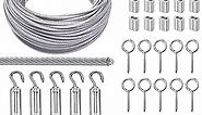 Twidec/Cable Wire Railing Kit 100ft Stainless Steel Vinyl Coated Wire Rope 1/16,Turnbuckle Tension Hook and Eye Screw,Wire Rope Thimbles,Crimping Sleeves for Cable Railing Clothesline DIY Balustrades