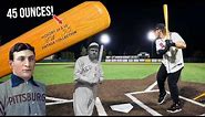 Hitting with BABE RUTH & HONUS WAGNER's 40-ounce Wood Bats