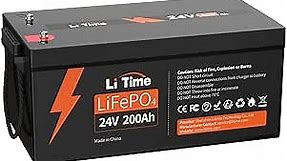 Litime 24V 200Ah Lithium Battery, 5120Wh LiFePO4 Battery with Built-in 200A BMS, 4000-15000 Cycles & 10 Years Lifetime, Max. 5120W Load Power Perfect for Home Backup, RV, Camping