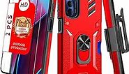 Shockproof Camouflage Moto G Stylus 5g 2022 Case with Screen Protector Motorola Moto G Stylus 5g 2022 Case with Holster Belt Clip and Ring Stand Card Holder (Red)